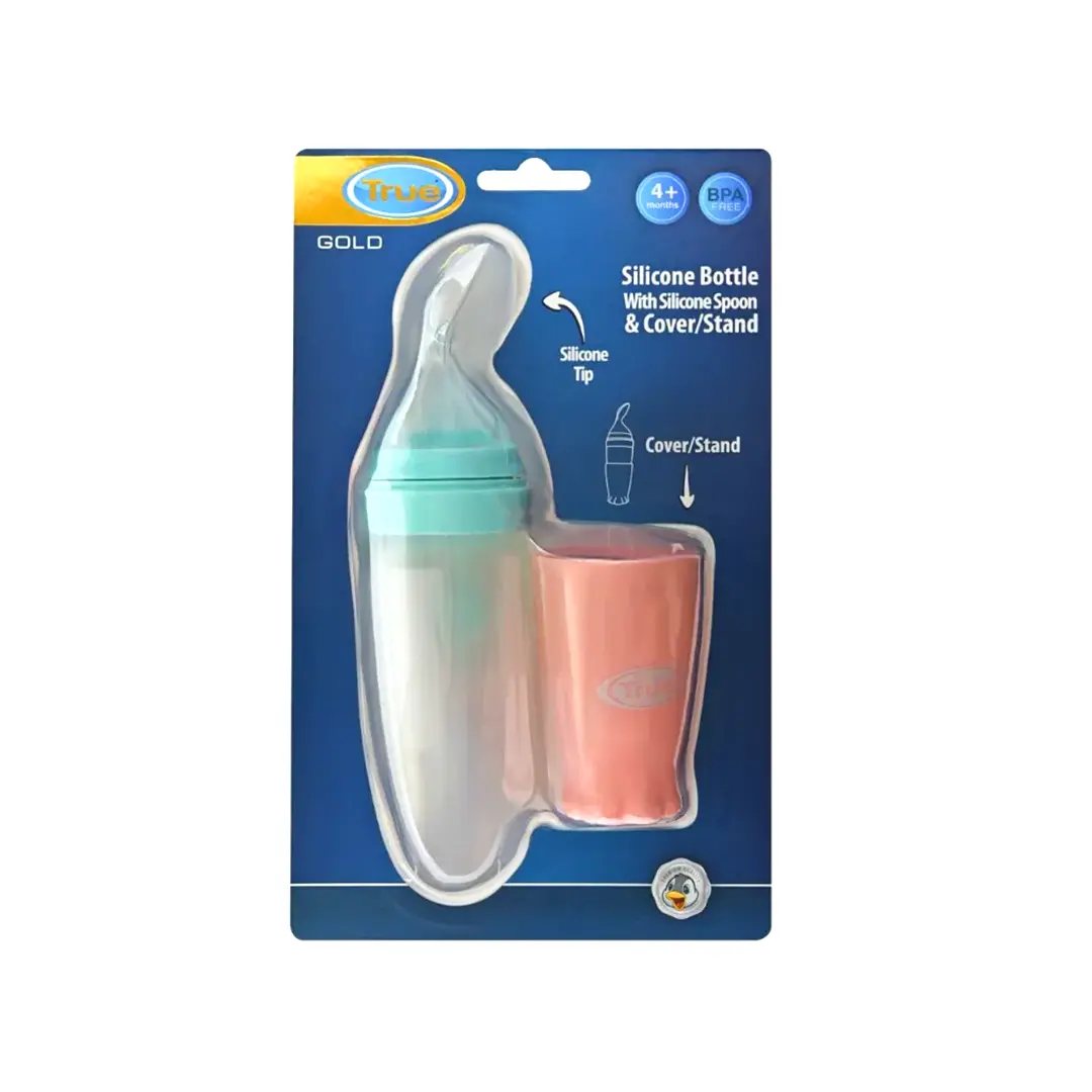 true gold silicone bottle with silicone spoon and cover stand