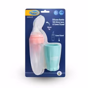 ببرونه بملعقه سيليكون وغطاء ترو جولد/ +4 ش Silicone Bottle With Silicone Spoon